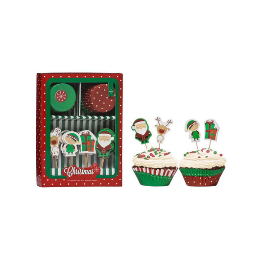 Christmas Cupcake Cases And Toppers Set