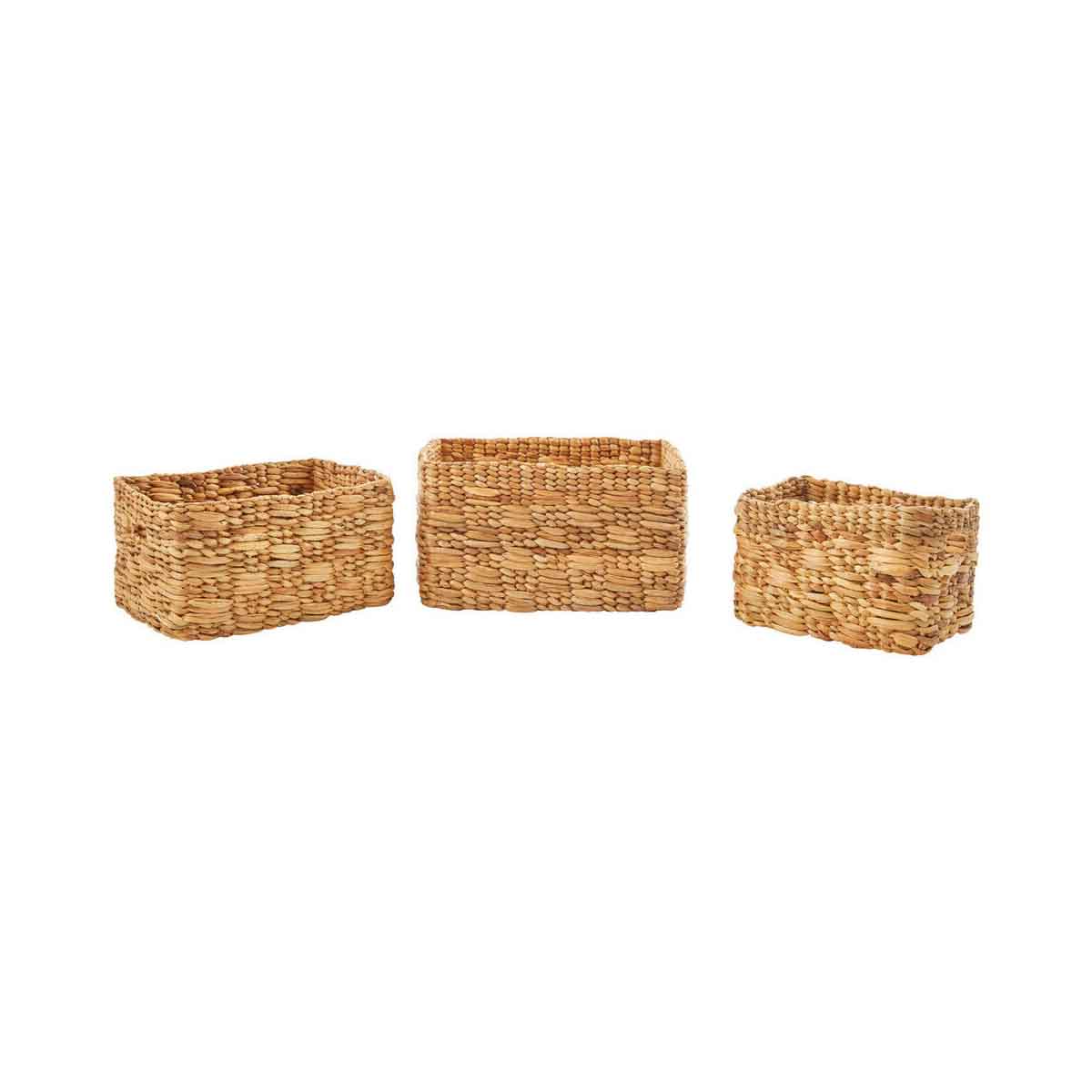 Set of 3 Natural Water Hyacinth Storage Baskets  1901339