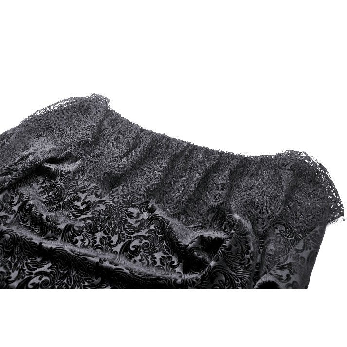 Dark in Love Romilly Lace Trimmed Jacquard Velvet Top