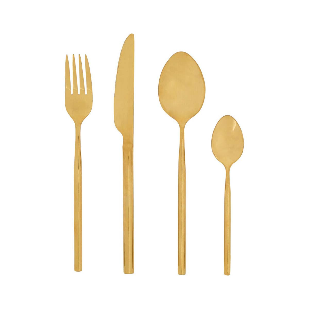 Modern Retro 16 Piece Gold Finish Cutlery Set