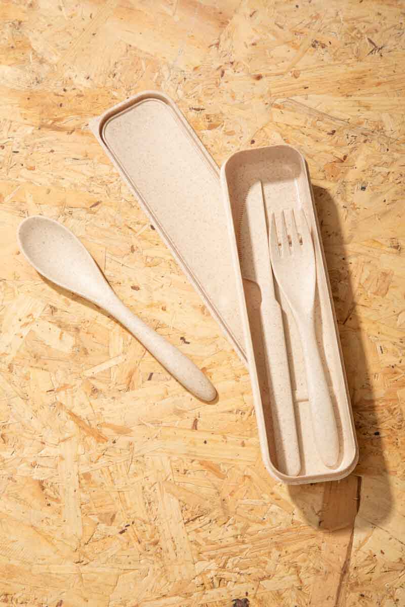 Mimo 3 Piece Natural Wheat Straw Travel Cutlery Set