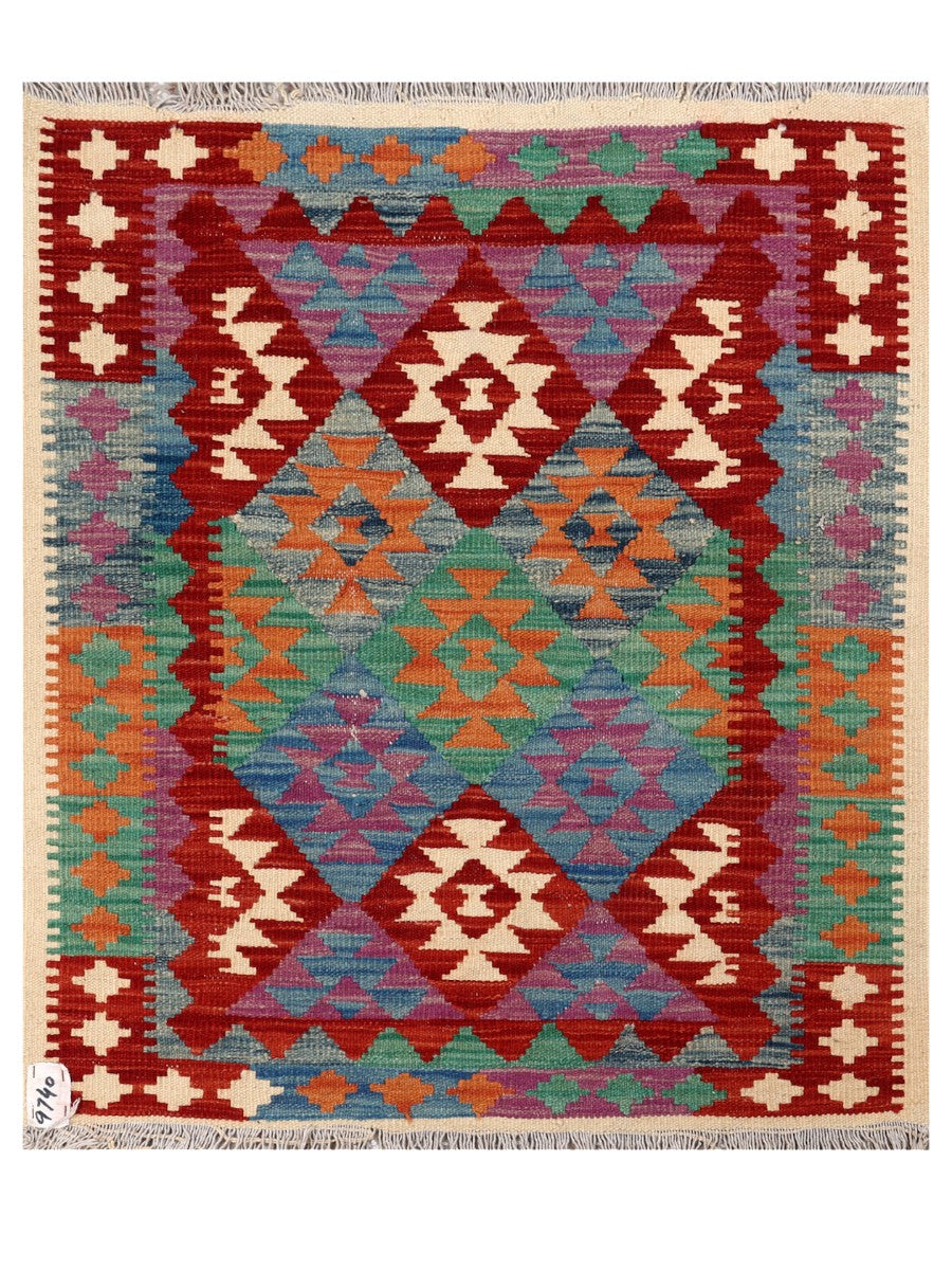 Maimana Afghanistan Kilim Rug - 93 x 79 cm