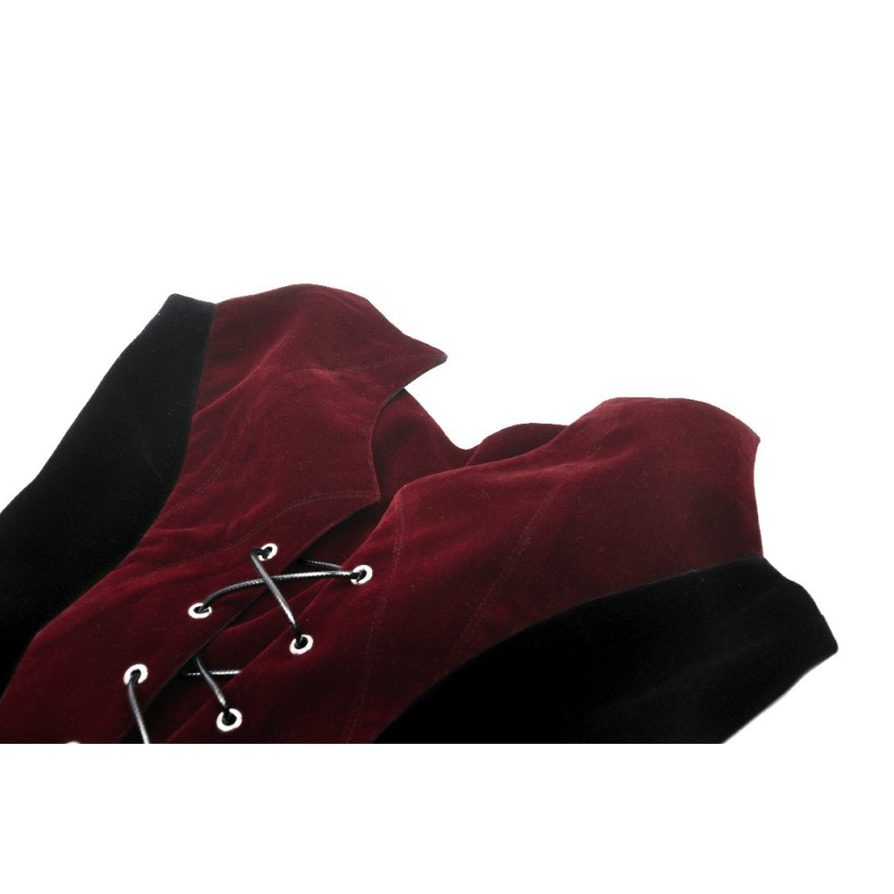 Dark In Love Womenswear Bathsheba Black and Burgundy Corset Top with Lace up Front