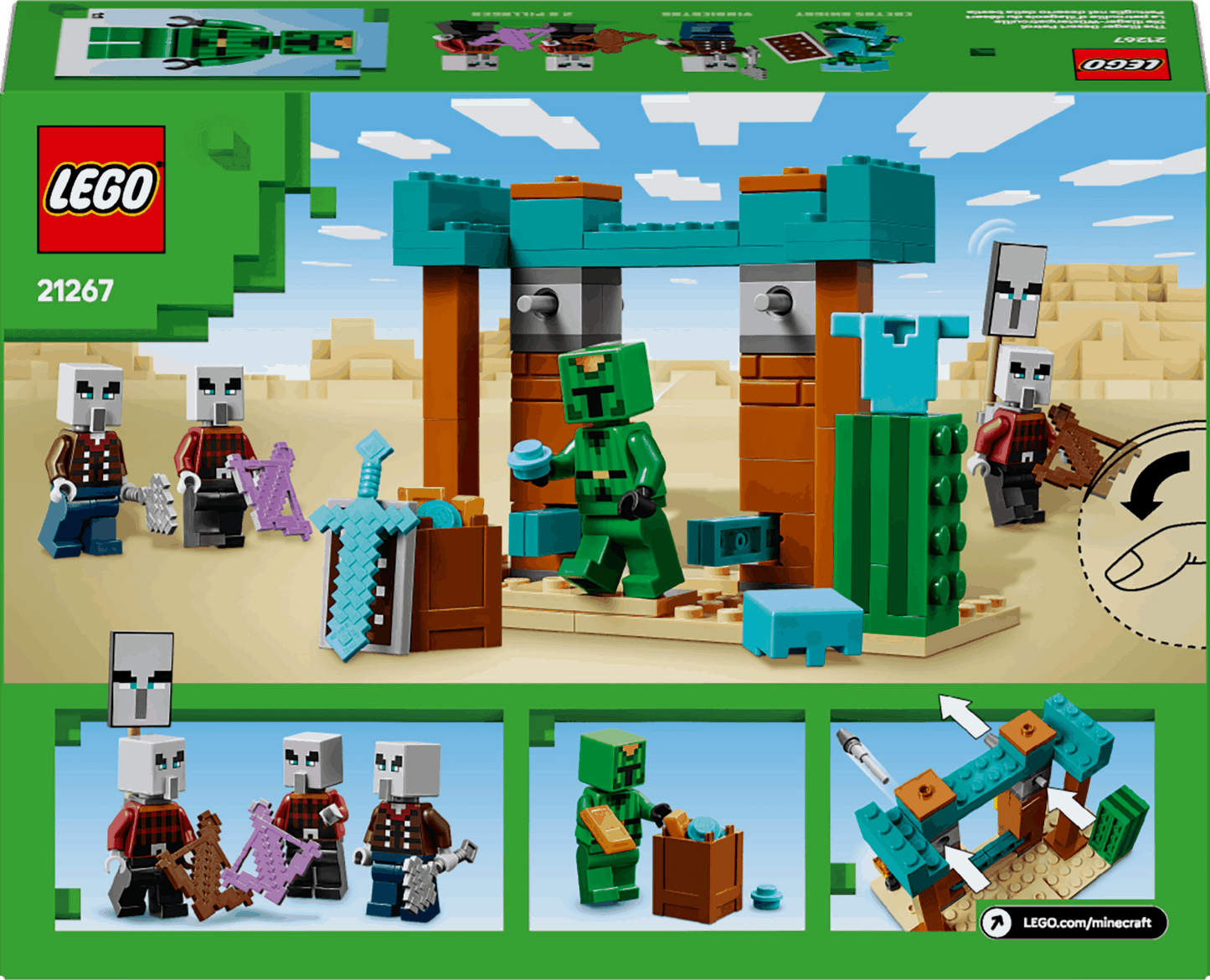 Lego Minecraft 21267 The Illager Desert Patrol Playset for Ages 7 & Up