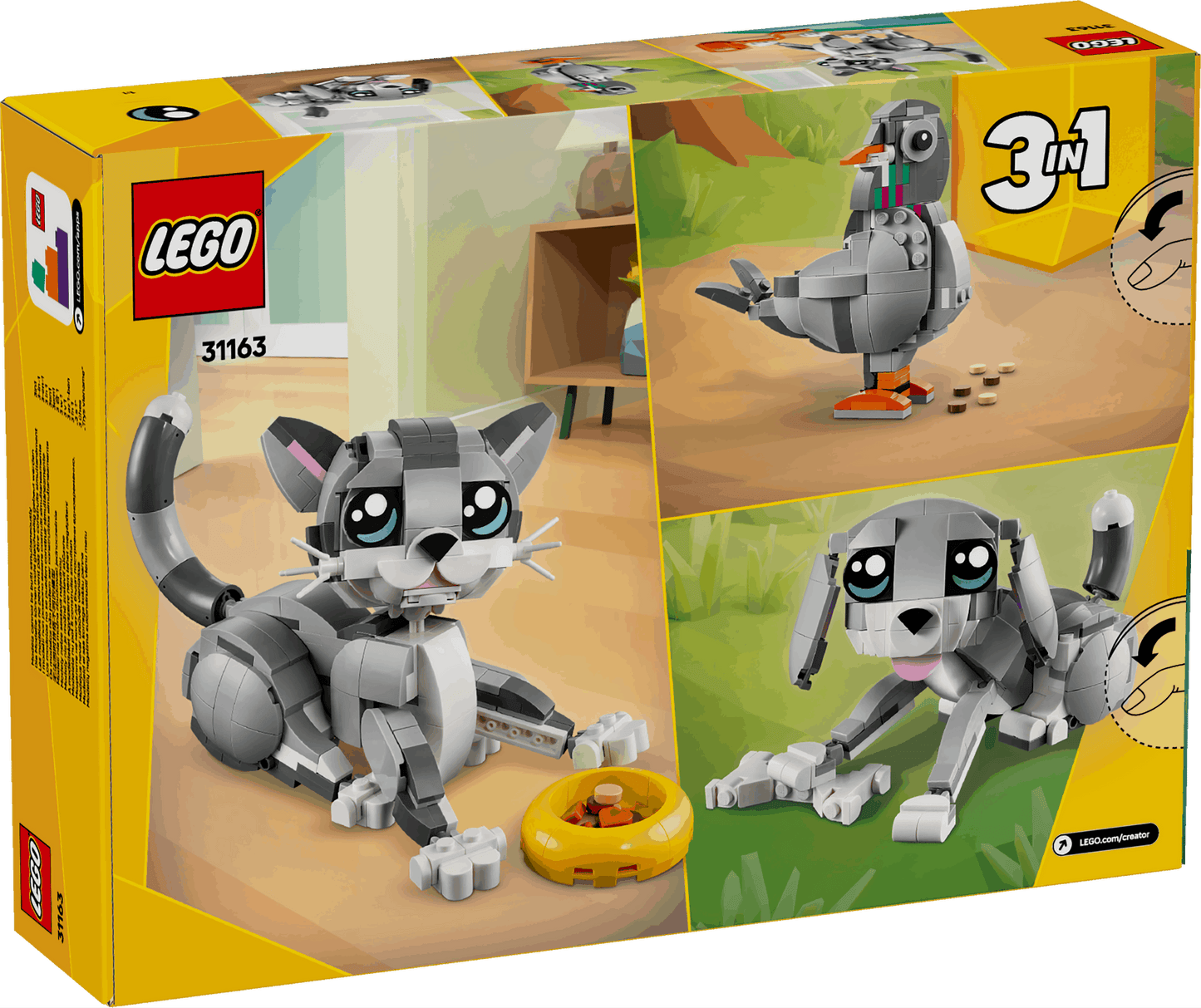Lego Creator 3 in 1 31163 Playful Cat Rebuildable Toy for Ages 8 & Up