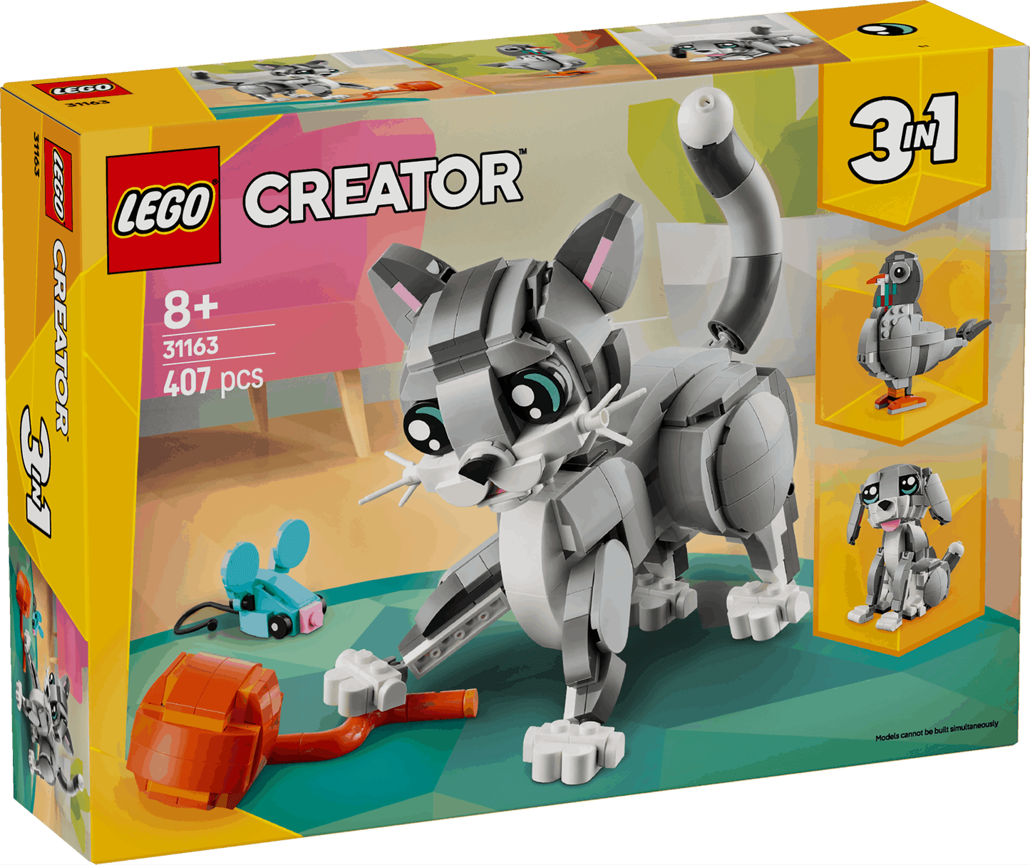 Lego Creator 3 in 1 31163 Playful Cat Rebuildable Toy for Ages 8 & Up