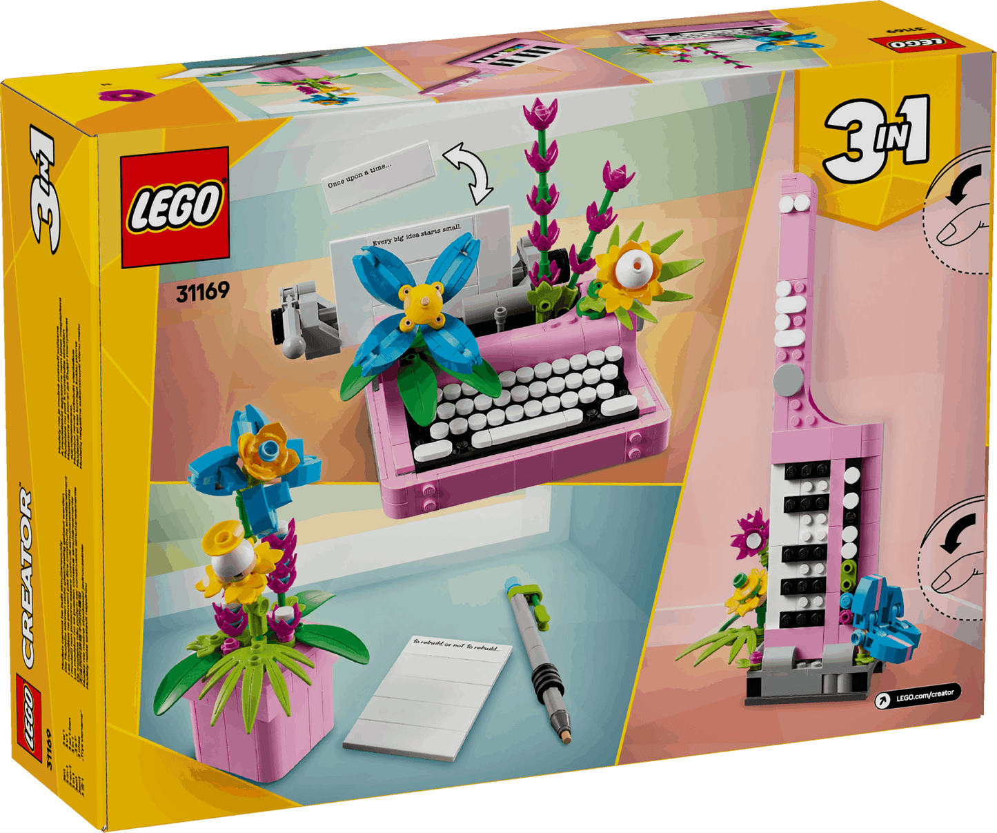 Lego Creator 3 in 1 31169 Typewriter with Flowers for Ages 8 and Up