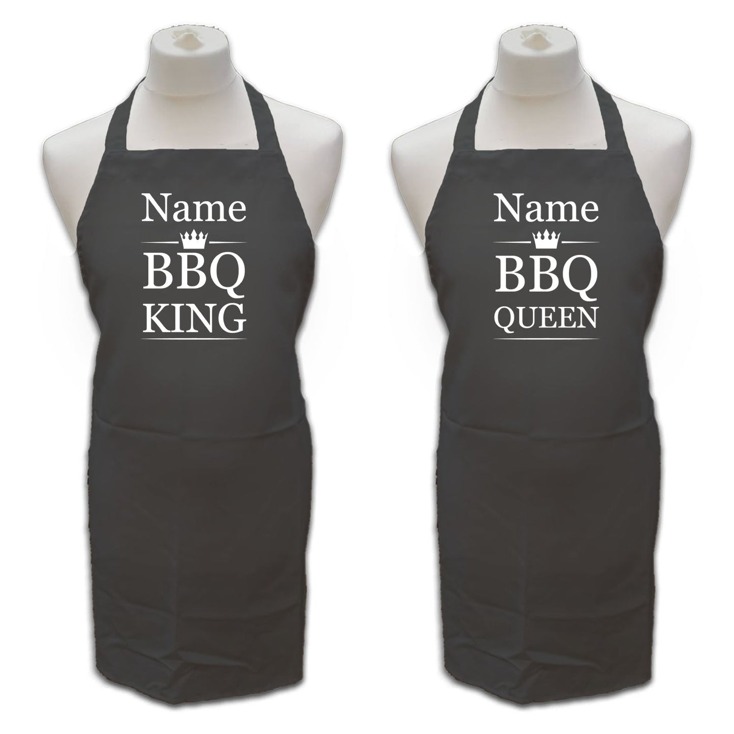 Personalised Black Apron with Name - BBQ King/Queen
