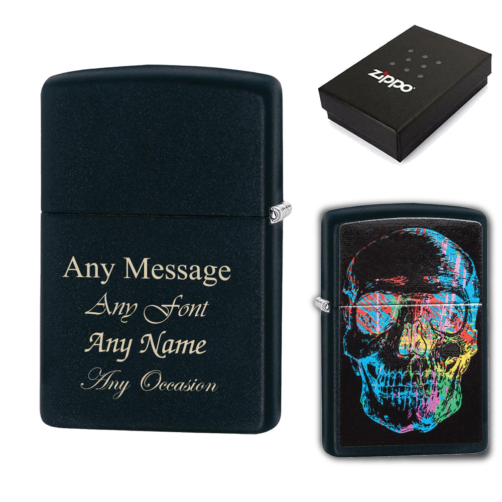 Engraved Colour Skull Official Zippo Windproof Lighter