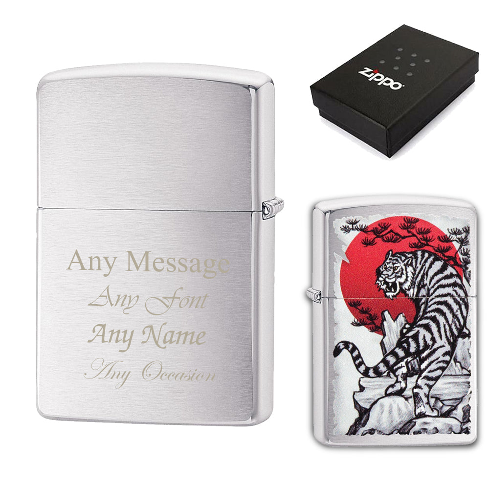 Engraved Asian Tiger Official Zippo Windproof Lighter