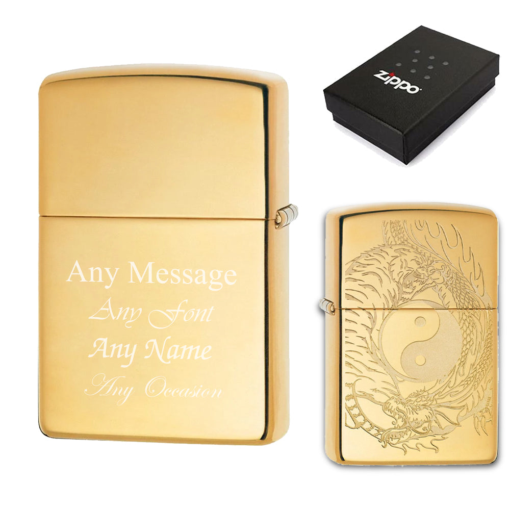 Engraved Tiger and Dragon Official Zippo Windproof Lighter