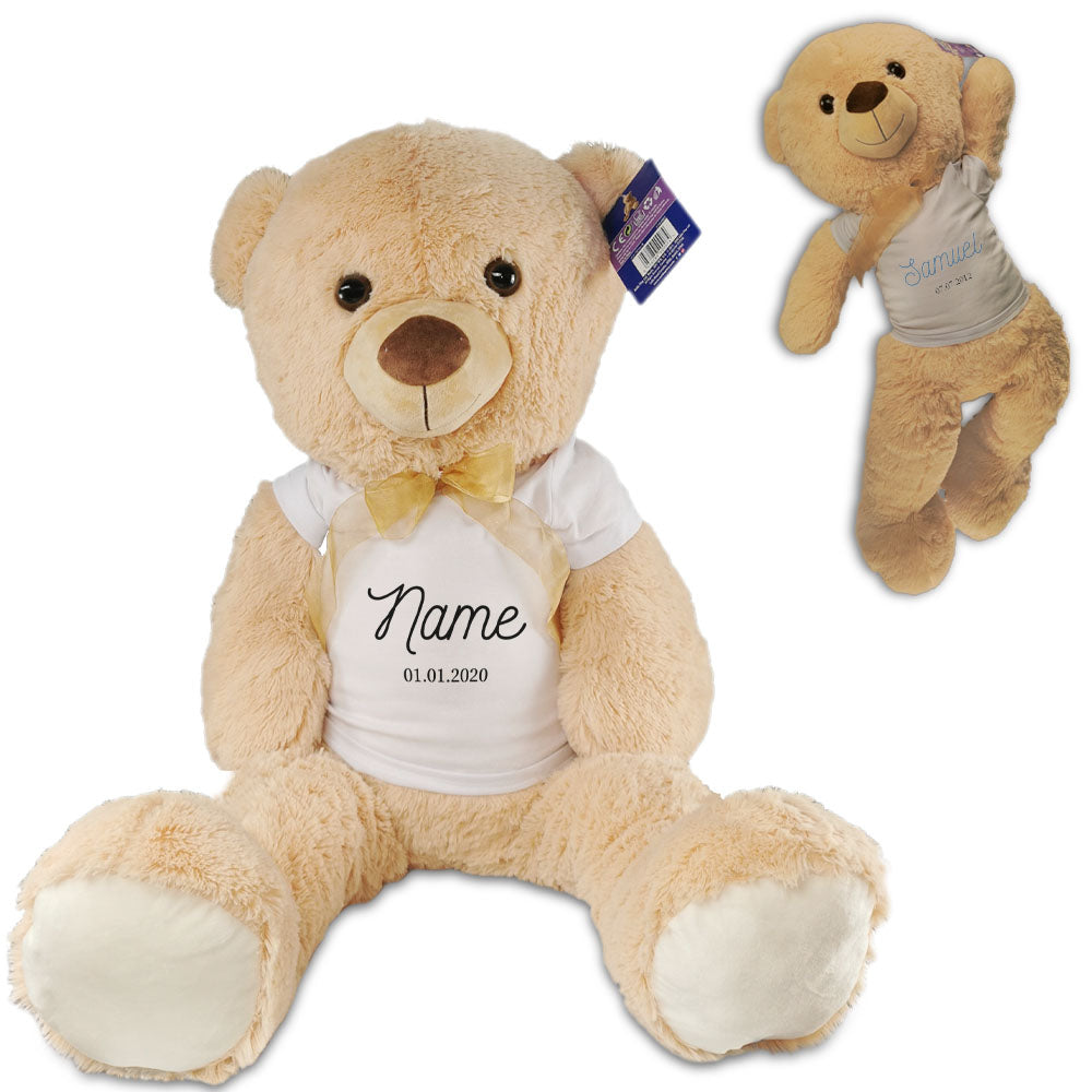 Large Teddy Bear with T-Shirt with Name and Date Design