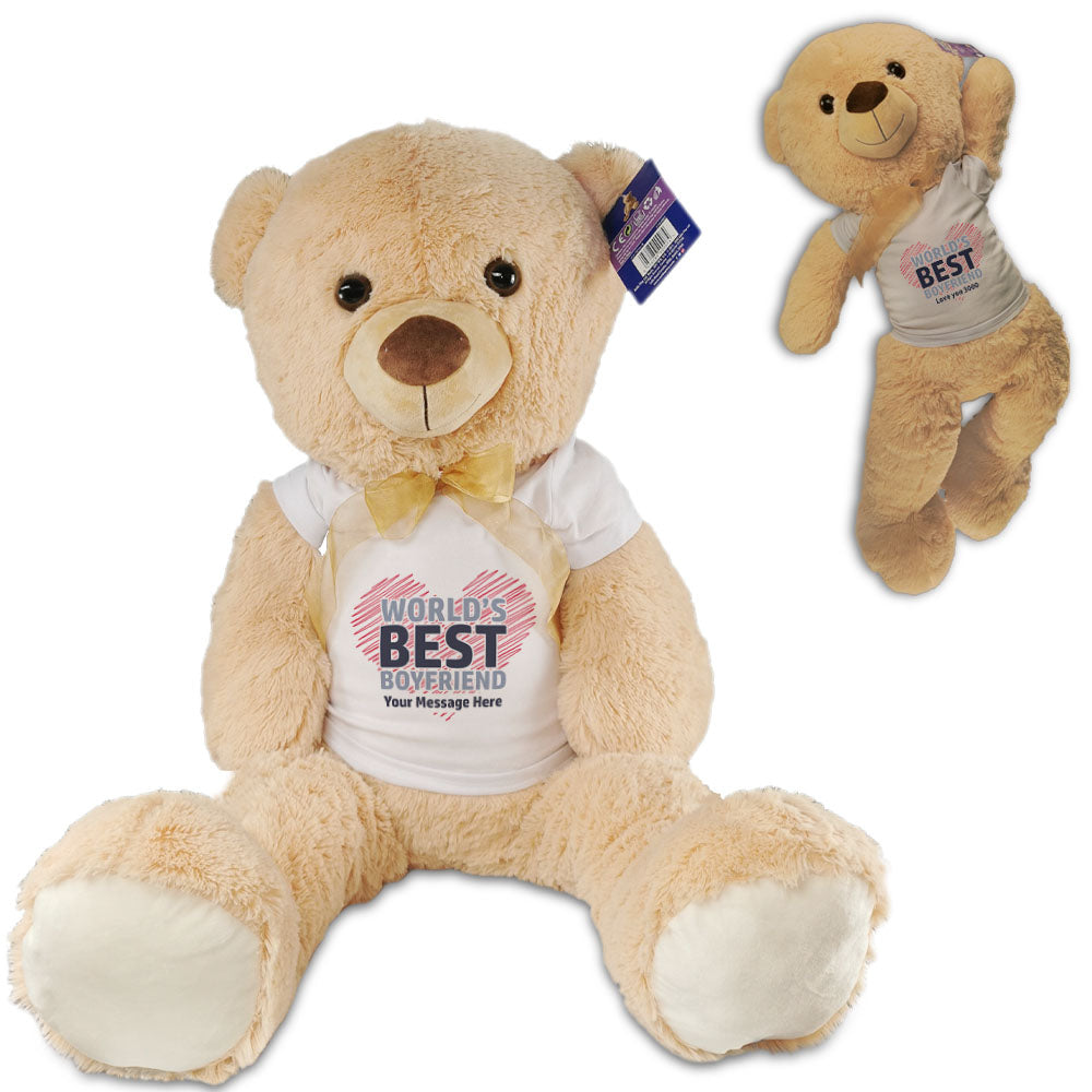 Large Teddy Bear with T-Shirt with World's Best Boyfriend Design