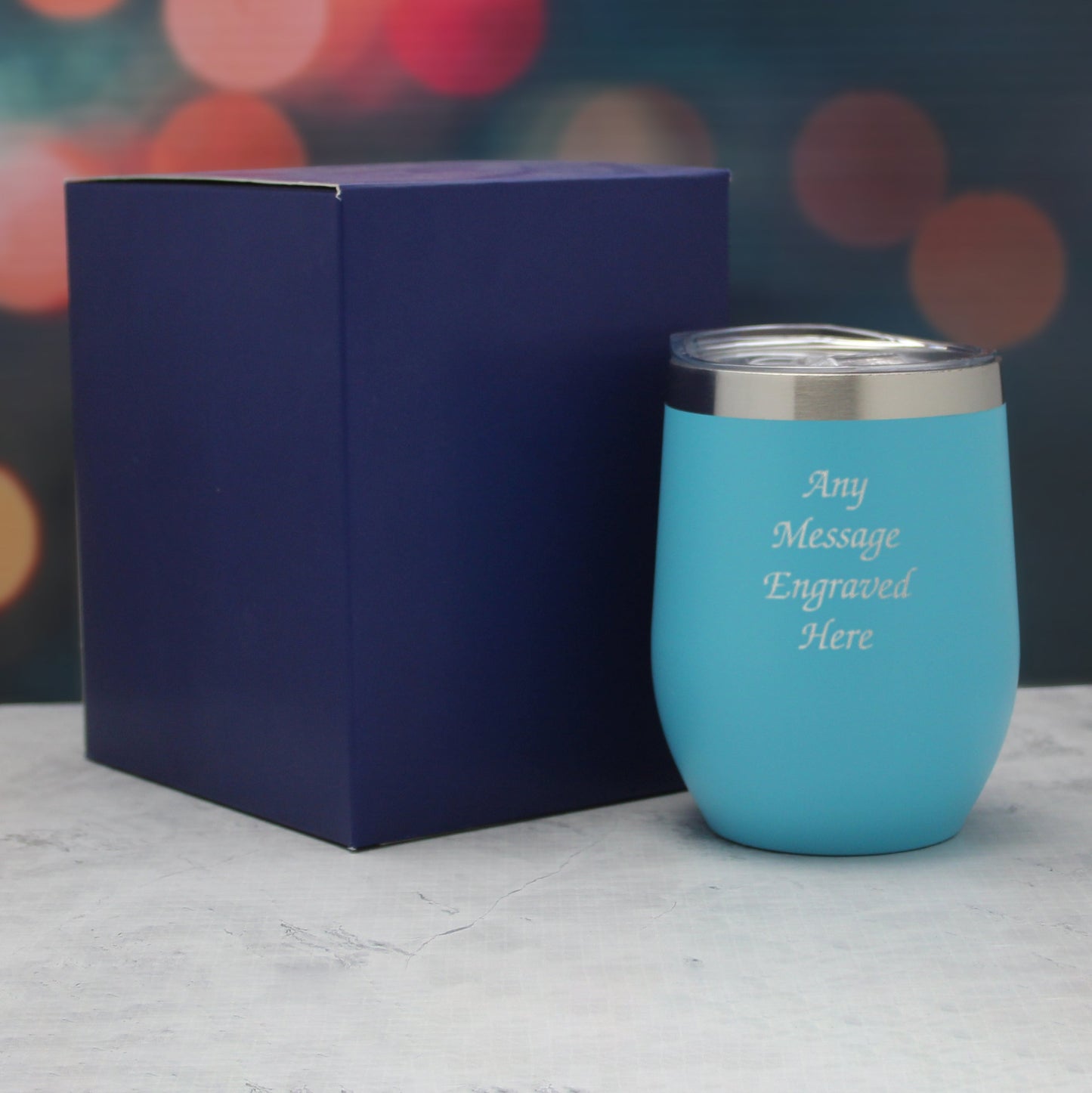 Engraved Light Blue Insulated Travel Cup