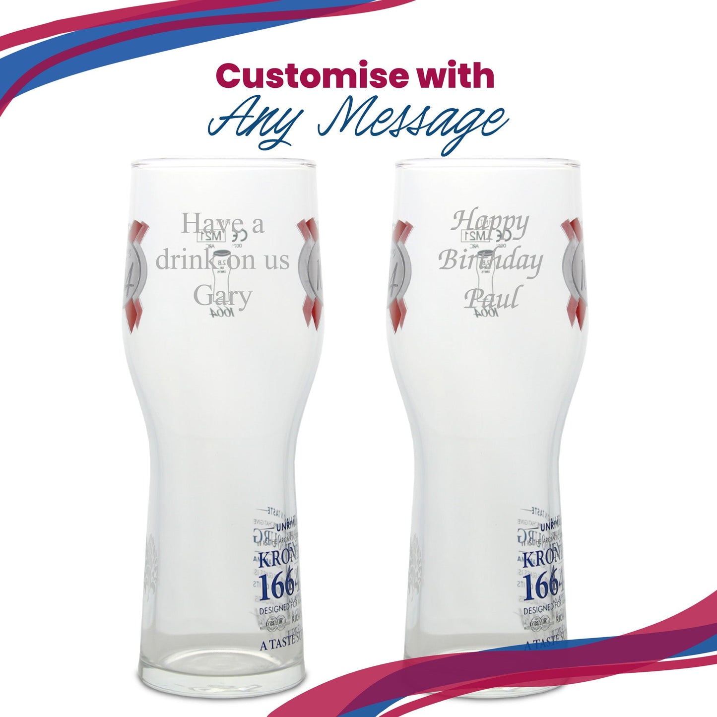 Engraved Kronenbourg Pint Glass