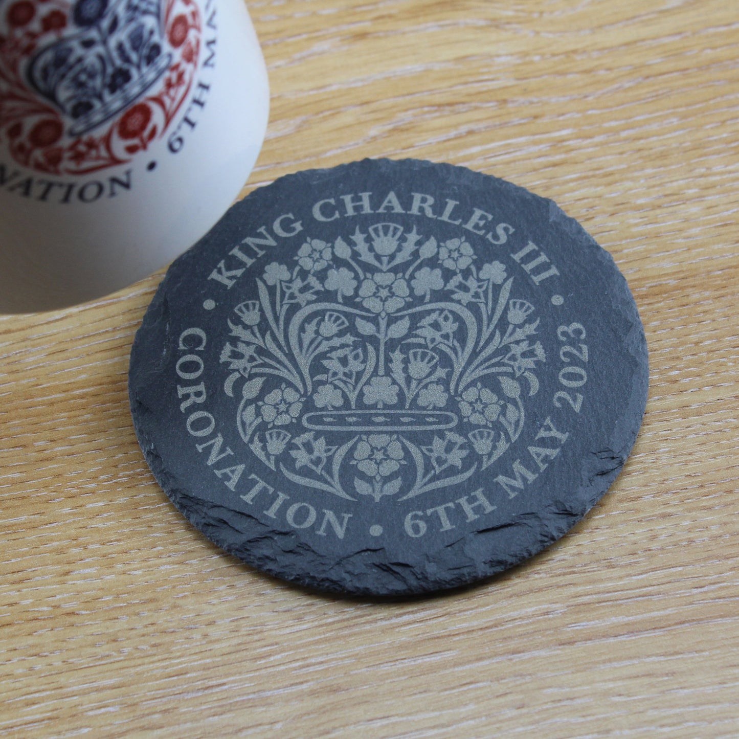 Engraved Commemorative Coronation of the King Set of 4 Slate Coasters
