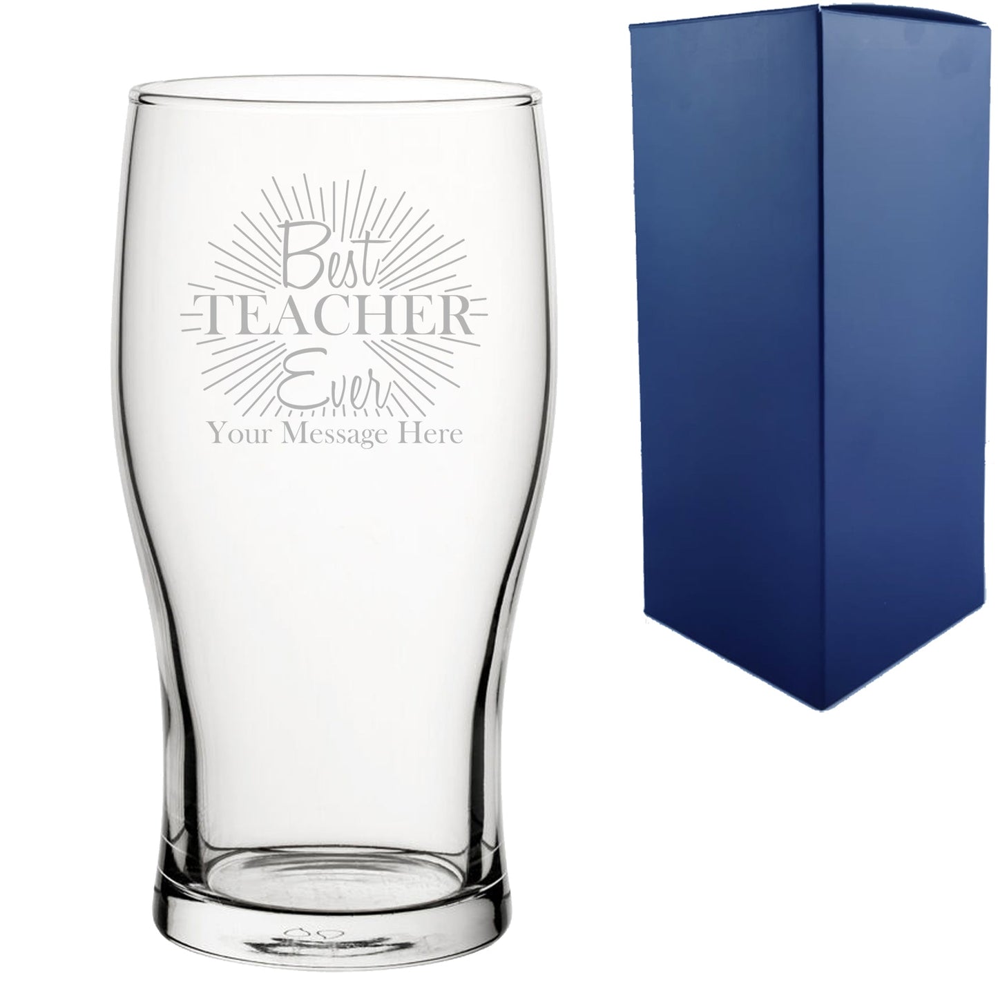 Engraved Teacher Pint Glass with Best Teacher Ever Design