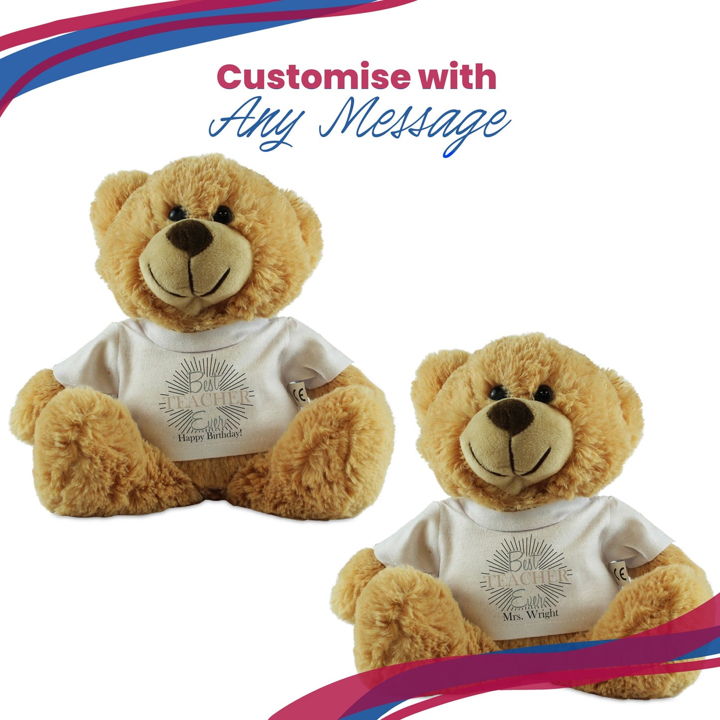 Cream Teddy Bear with Best Teacher Ever Design T-Shirt