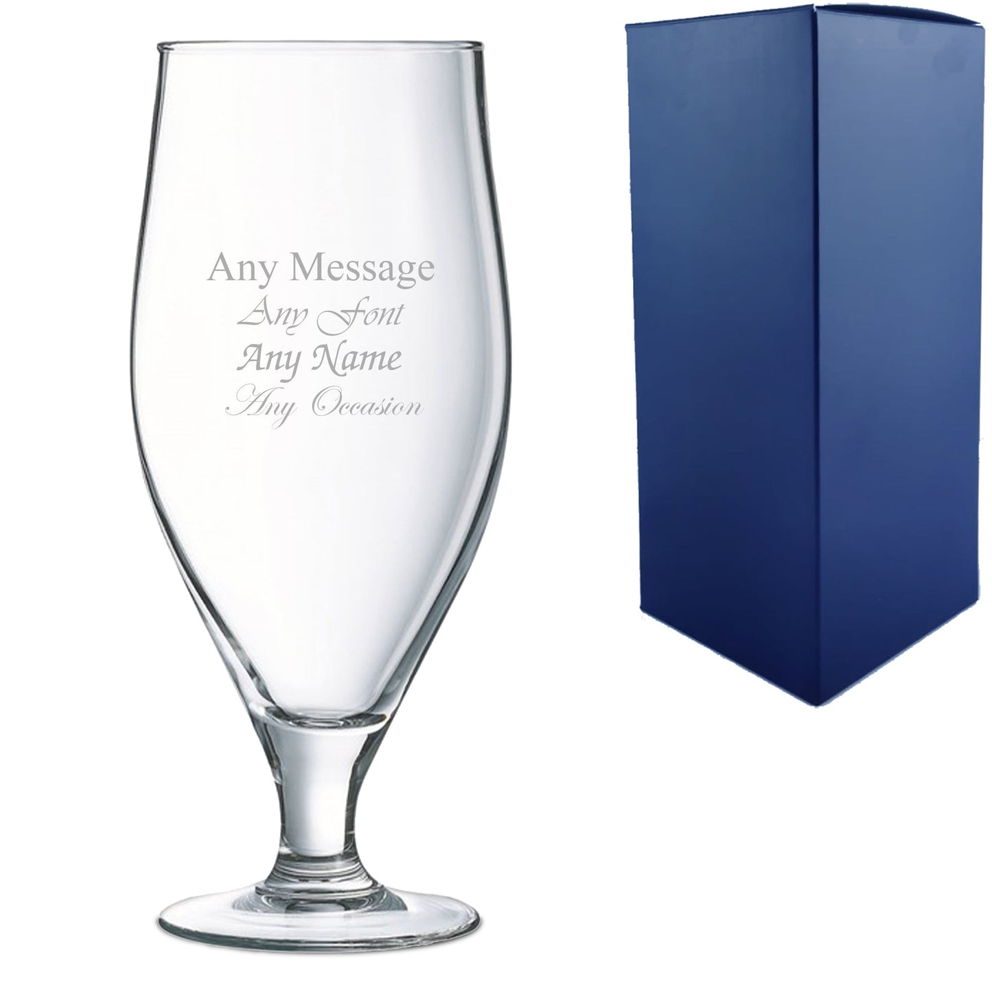 Engraved Perfect Pint Glass with Custom Message for Any Occasion, Stemmed Beer Glass