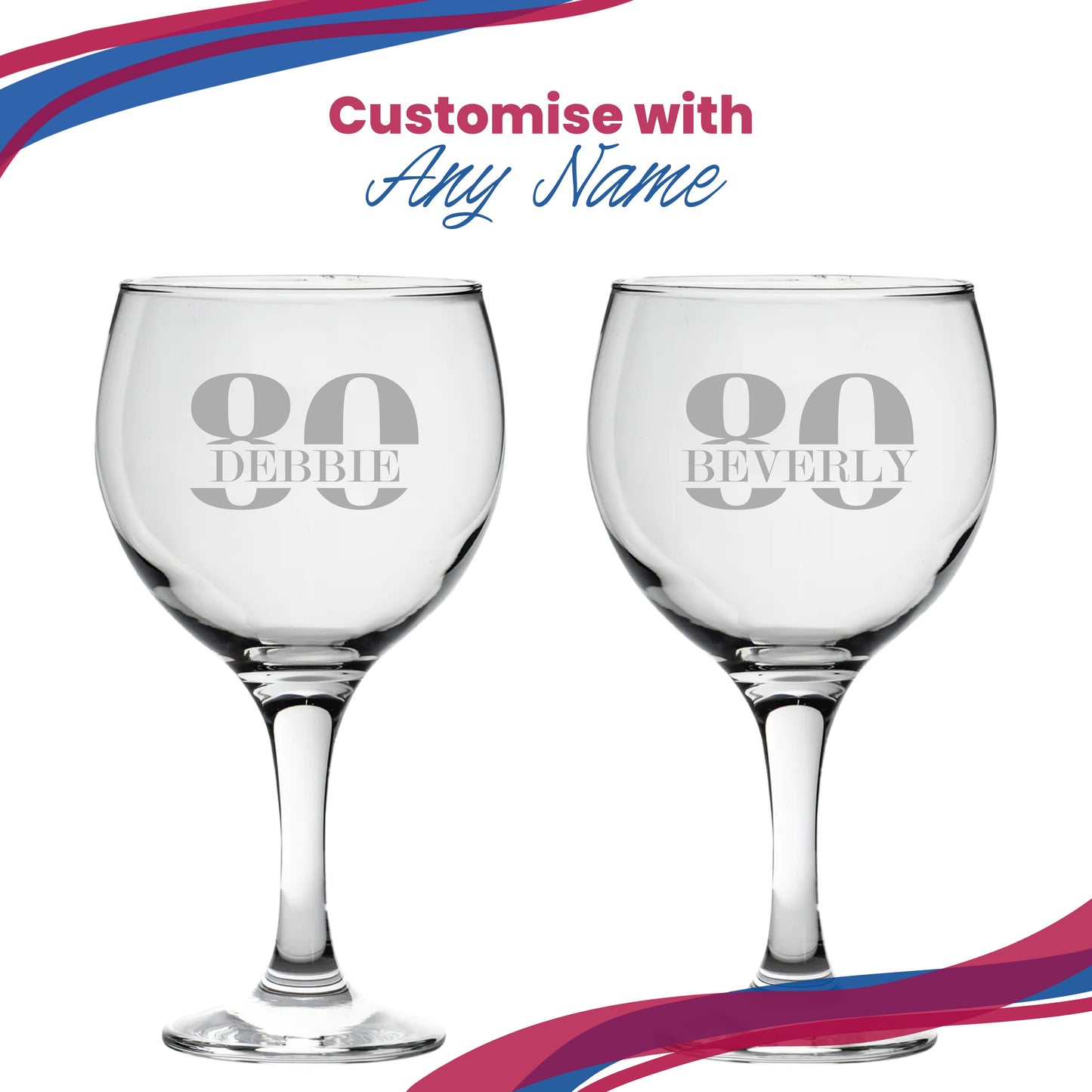 Engraved Gin Balloon Cocktail Glass with Name in 80 Design