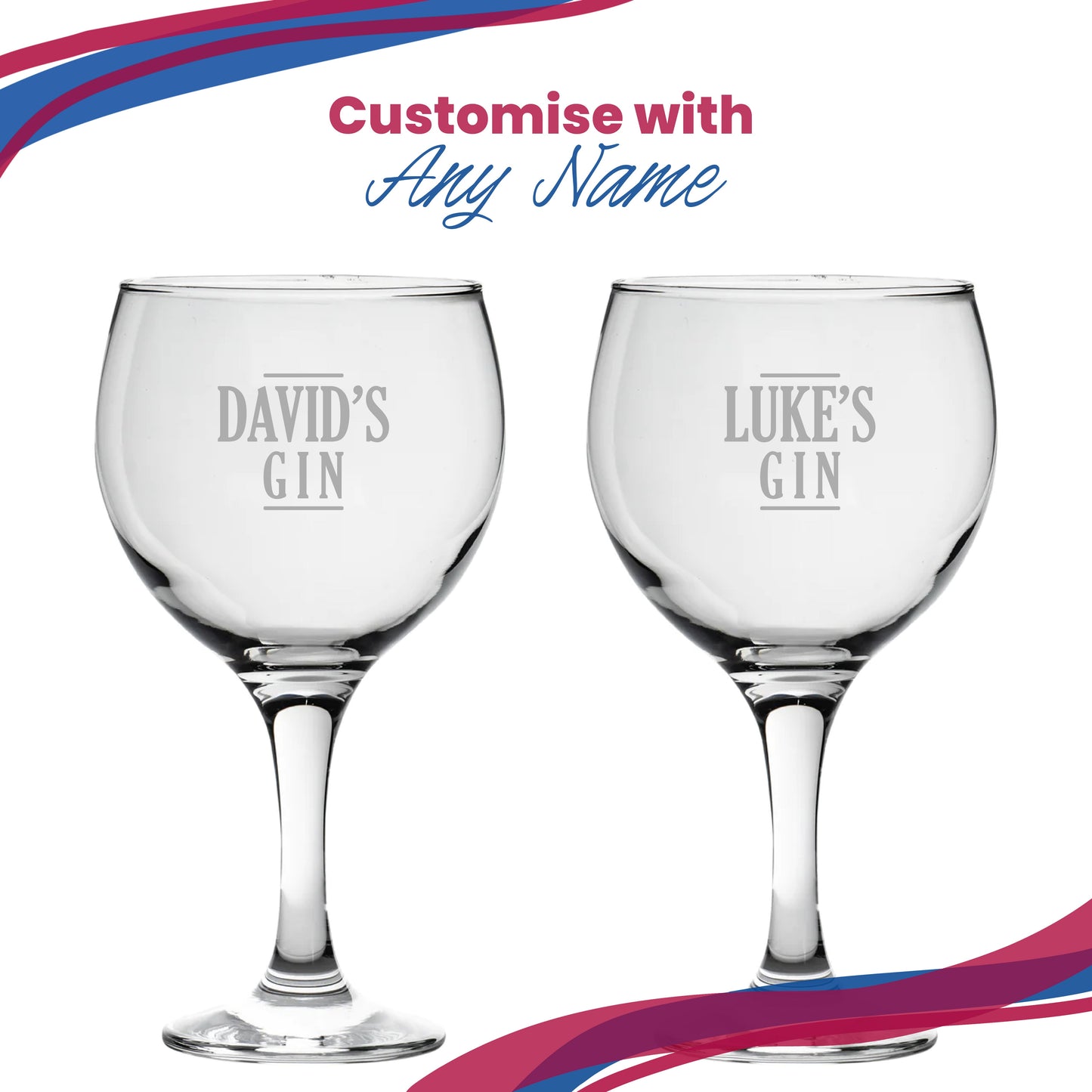 Engraved Personalised Cocktail, Hiball & Gin Glasses with Custom Name and Message