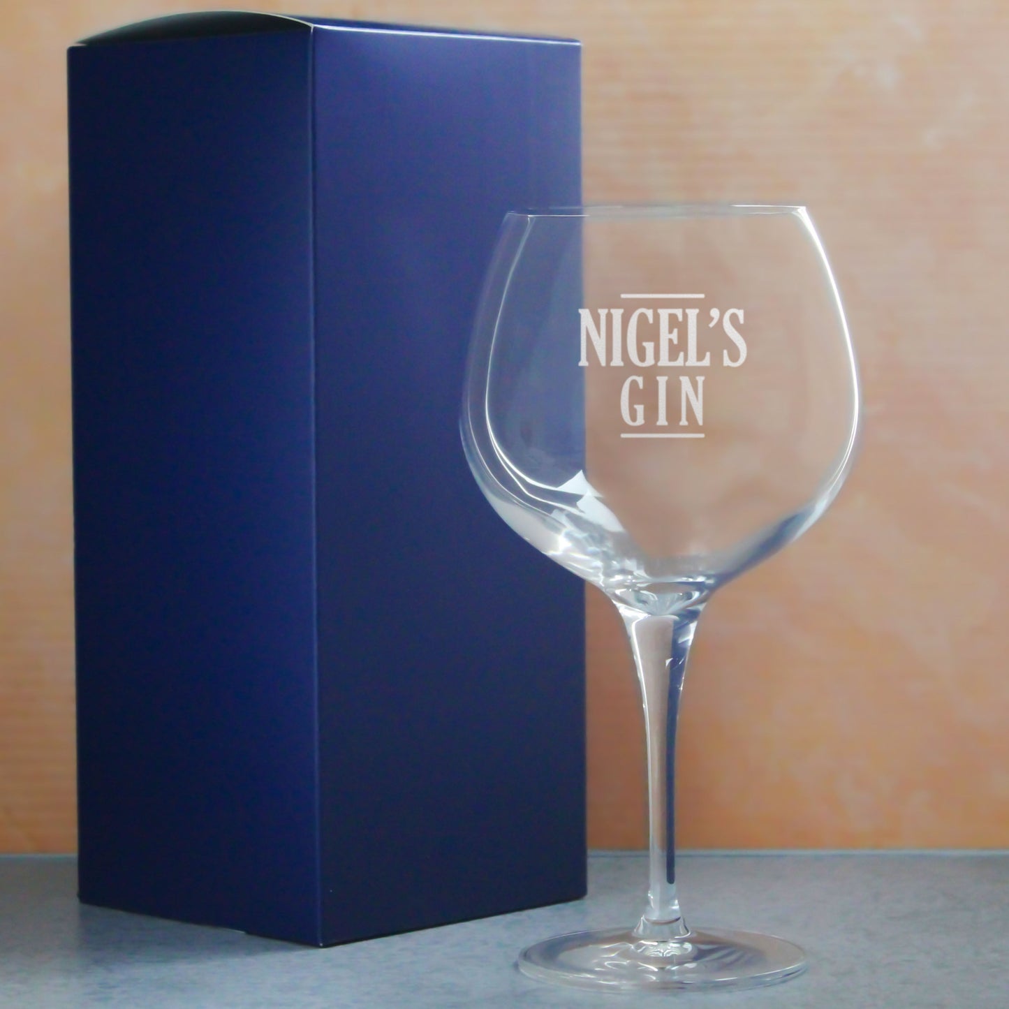 Engraved Primeur Gin Balloon Cocktail Glass with Name's Gin Serif Design, Personalise with Any Name