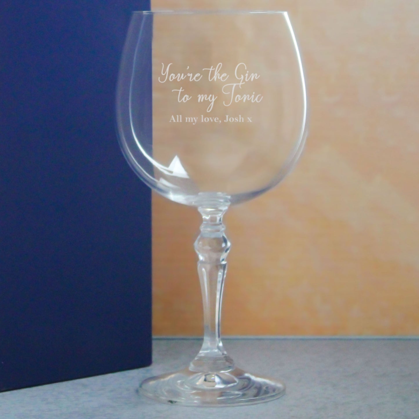Engraved Crystal Gin and Tonic Glass with You're the Gin to My Tonic Design, Personalise with Any Message