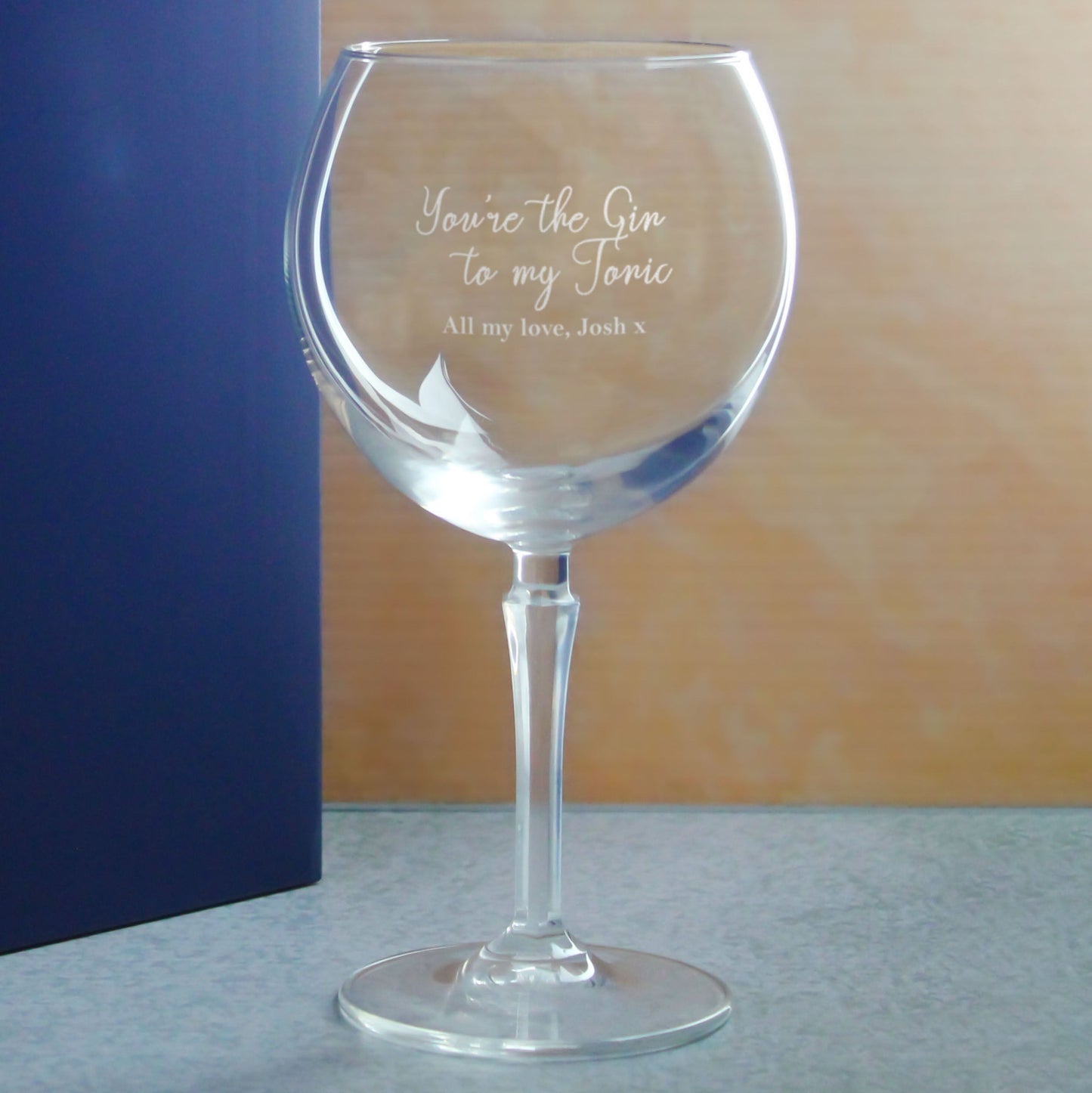 Engraved Hudson Gin Balloon with You're the Gin to My Tonic Design, Personalise with Any Message