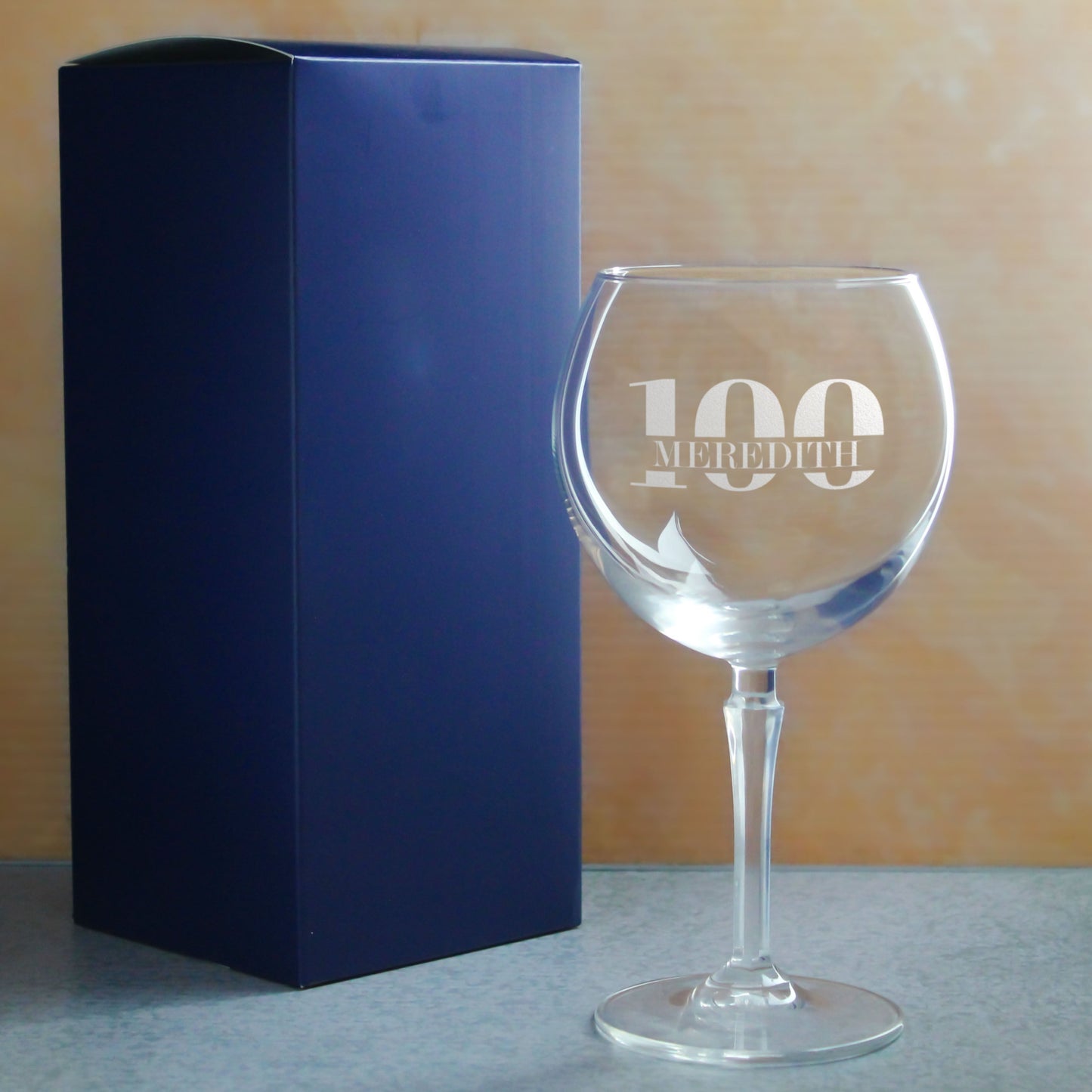 Engraved Hudson Gin Balloon Cocktail Glass with Name in 100 Design
