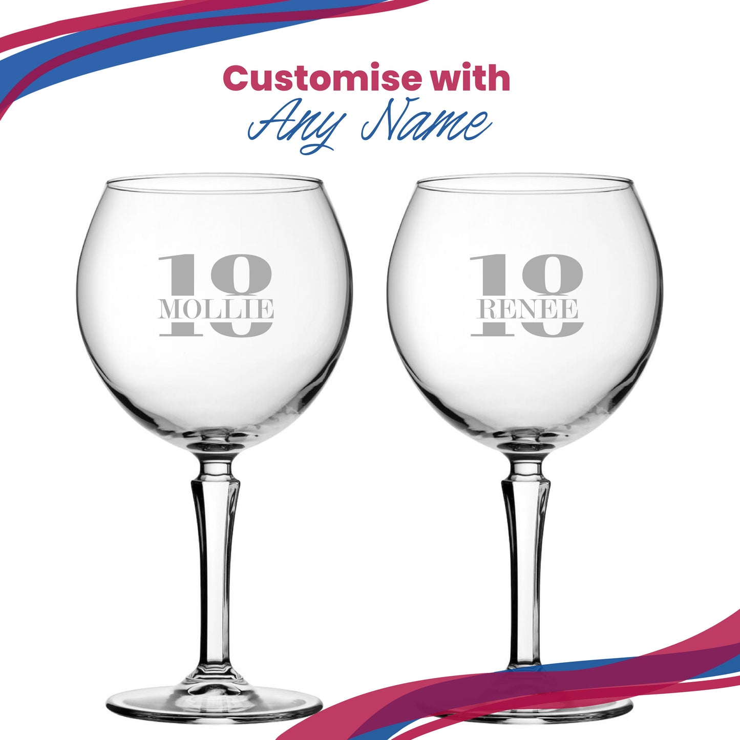 Engraved Hudson Gin Balloon Cocktail Glass with Name in 18 Design