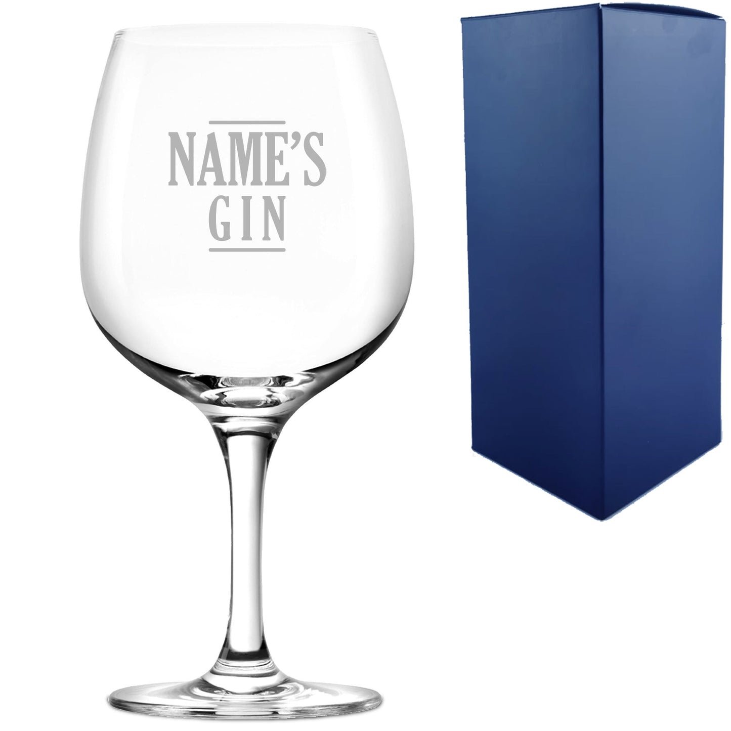 Engraved Spanish Gin Copa Balloon Cocktail Glass with Name's Gin Serif Design, Personalise with Any Name