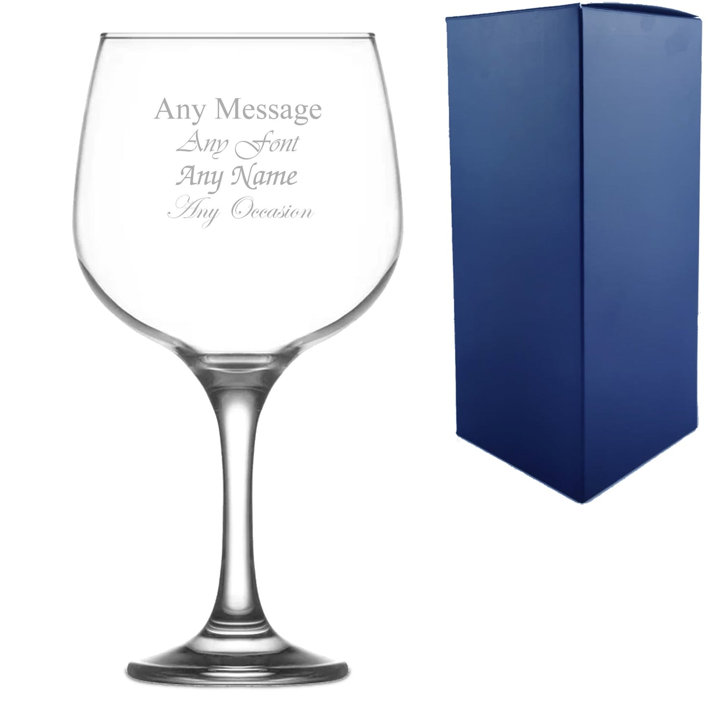Engraved Premium Gin Balloon, Hiball and Cocktail Glasses Personalise Any Message