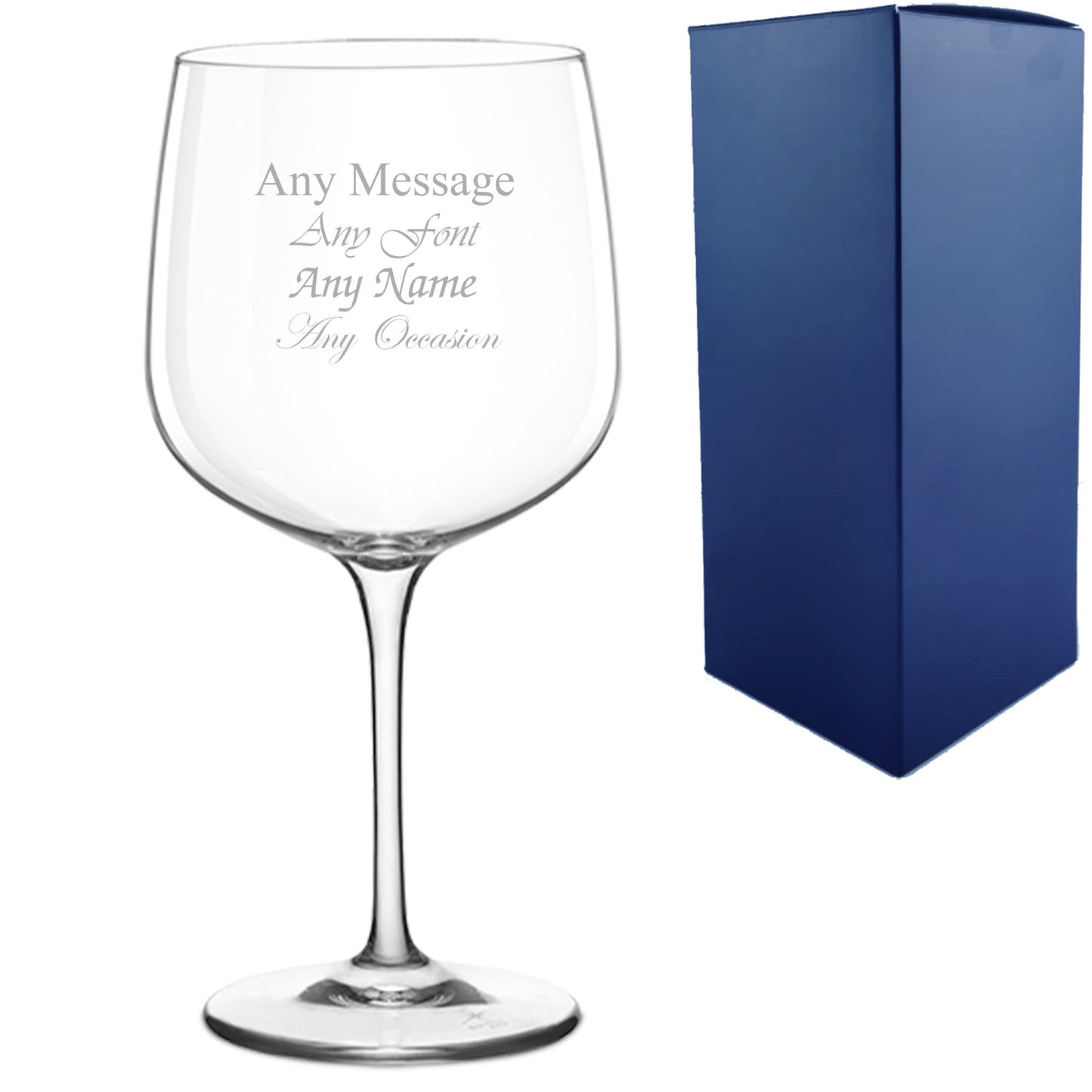 Engraved Premium Gin Balloon, Hiball and Cocktail Glasses Personalise Any Message