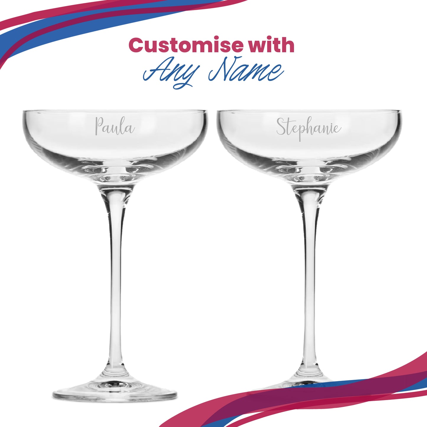 Engraved Personalised Cocktail, Hiball & Gin Glasses with Custom Name and Message