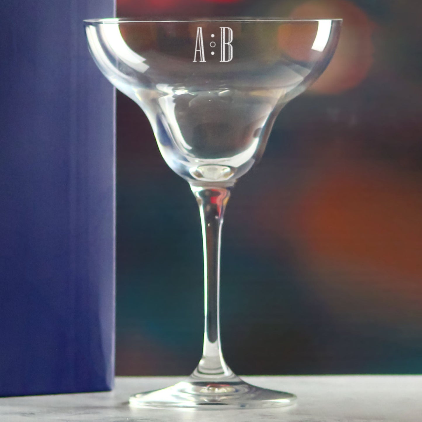 Engraved Crystal Infinity Margarita Cocktail Glass with Initials Design, Personalise with Any Name