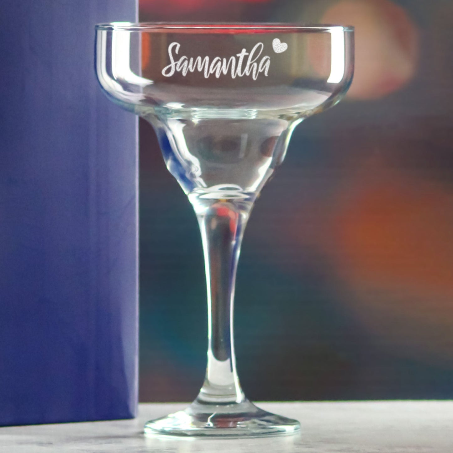Engraved 295ml Margarita Cocktail Glass with Name with Heart Design, Personalise with Any Name