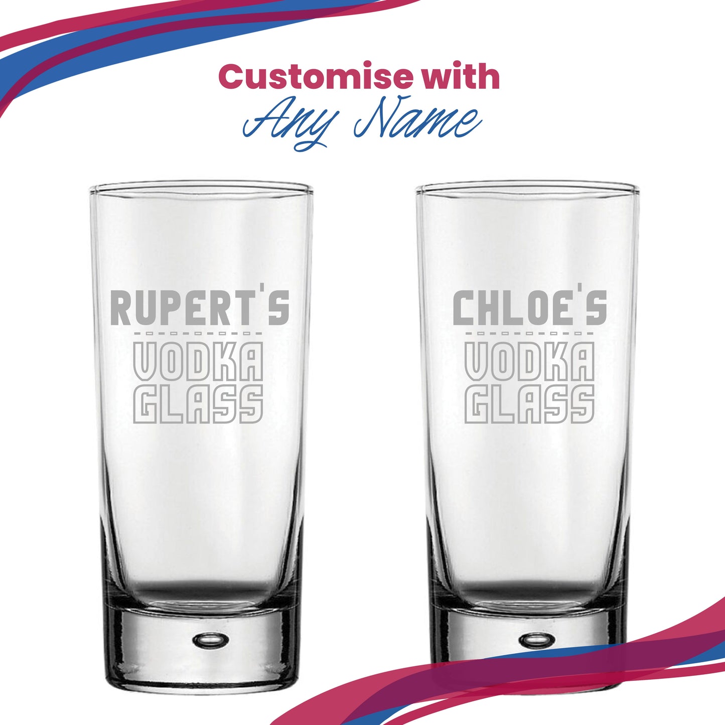 Personalised Engraved Vodka Bubble Hiball with 'Name's Vodka Glass' Design