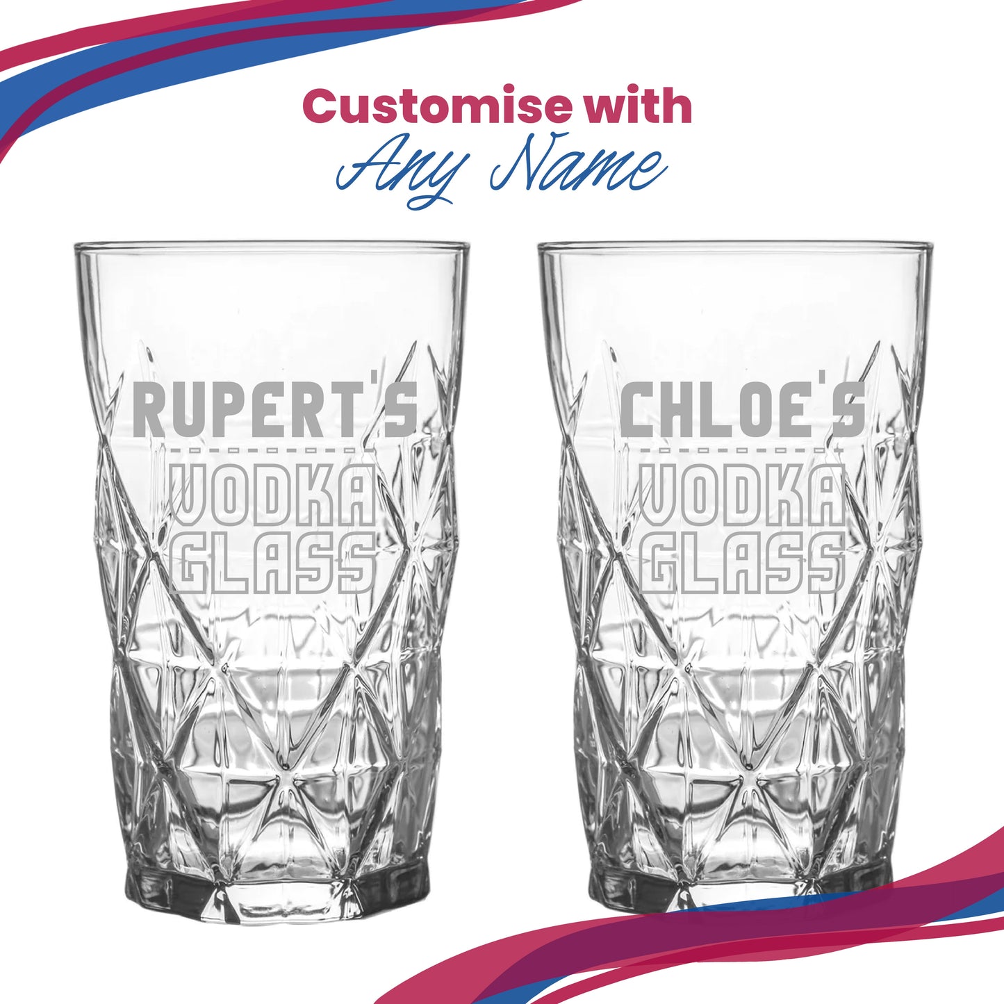 Personalised Engraved Vodka Keops Hiball with 'Name's Vodka Glass' Design