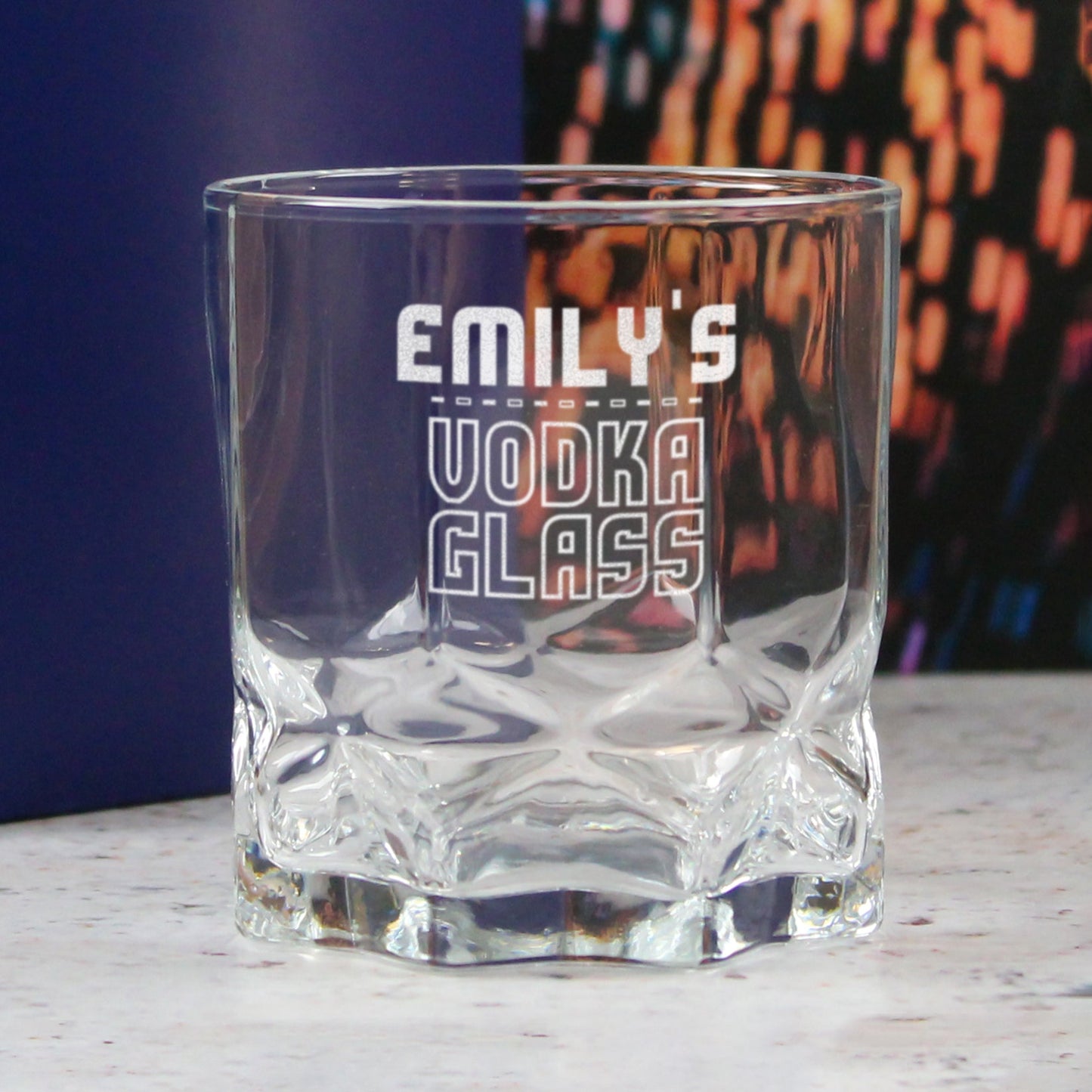 Personalised Engraved Vodka Future Tumbler with 'Name's Vodka Glass' Design