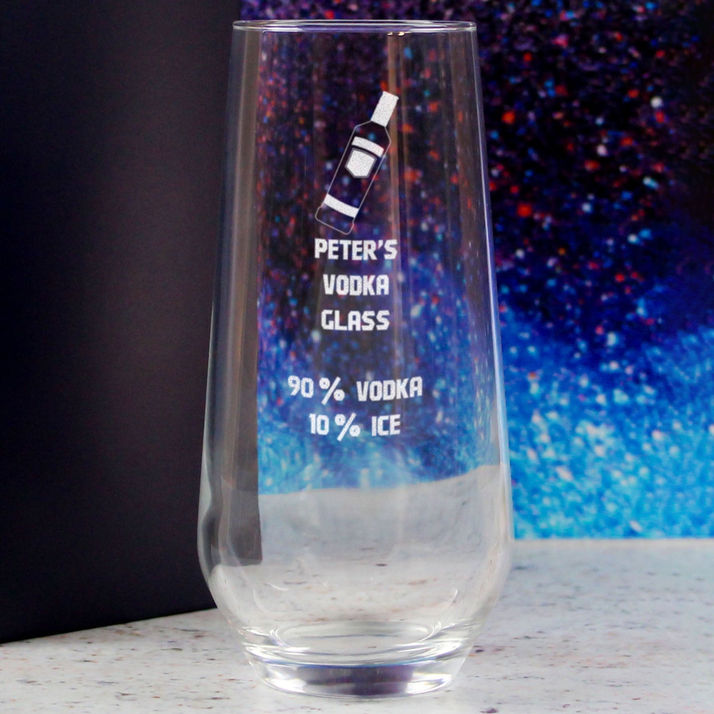 Personalised Engraved Vodka Lima Hiball with 'Name's Vodka Glass and Mixer' Design