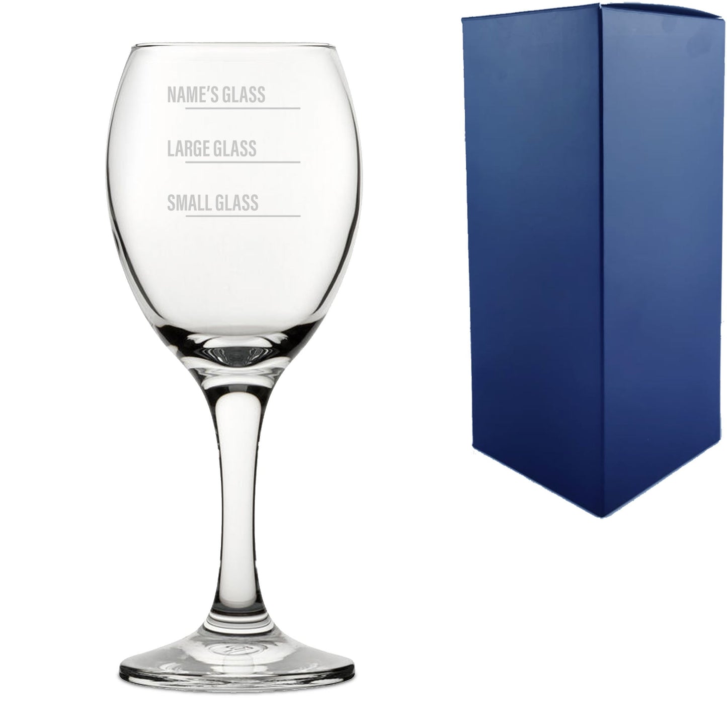 Personalised Engraved Pure Wine Glass with Name's Glass Bold Measurements Design, Customise with Any Name