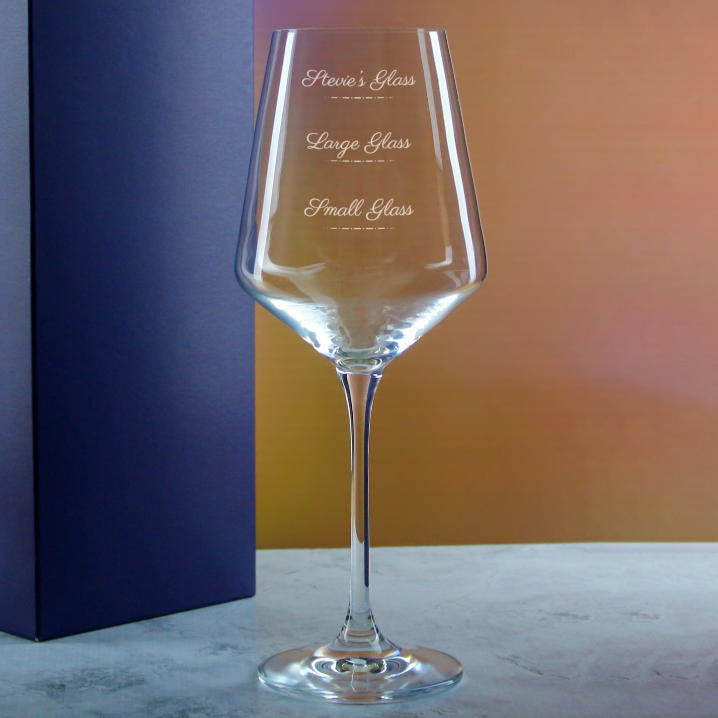 Personalised Engraved Infinity Wine Glass with Name's Glass Script Measurements Design, Customise with Any Name