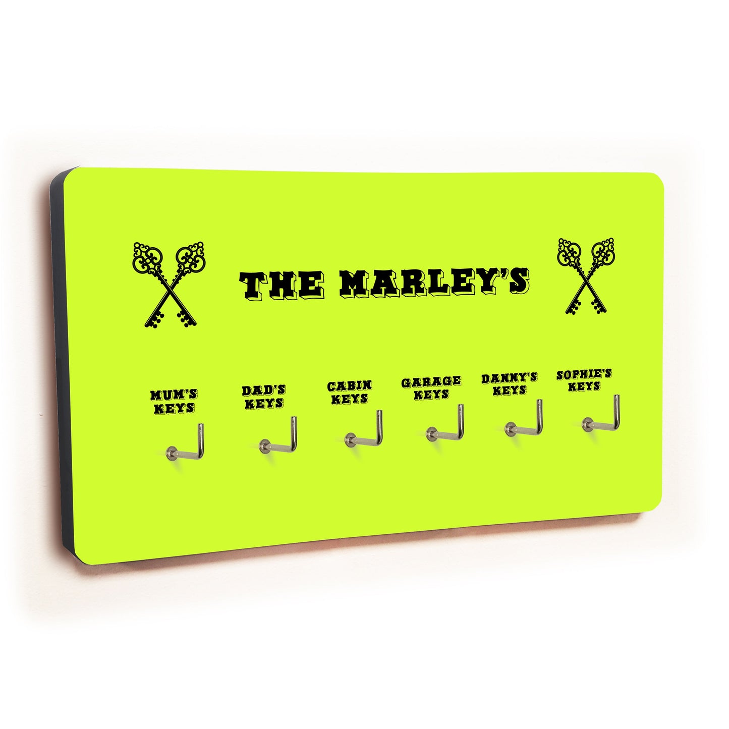 Personalised Novelty Green 6 hook key holder - Cross keys