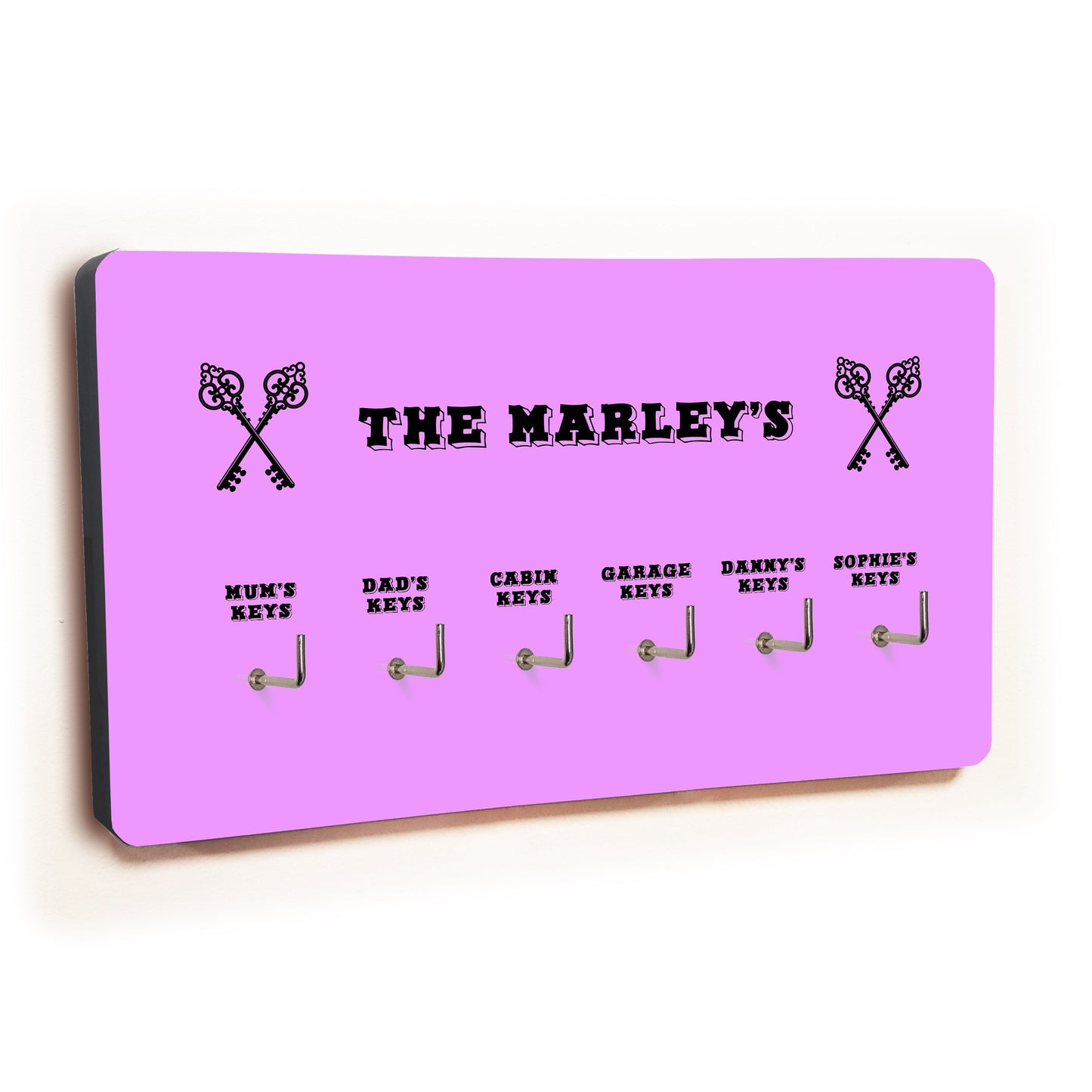 Personalised Novelty Purple 6 hook key holder - Cross keys