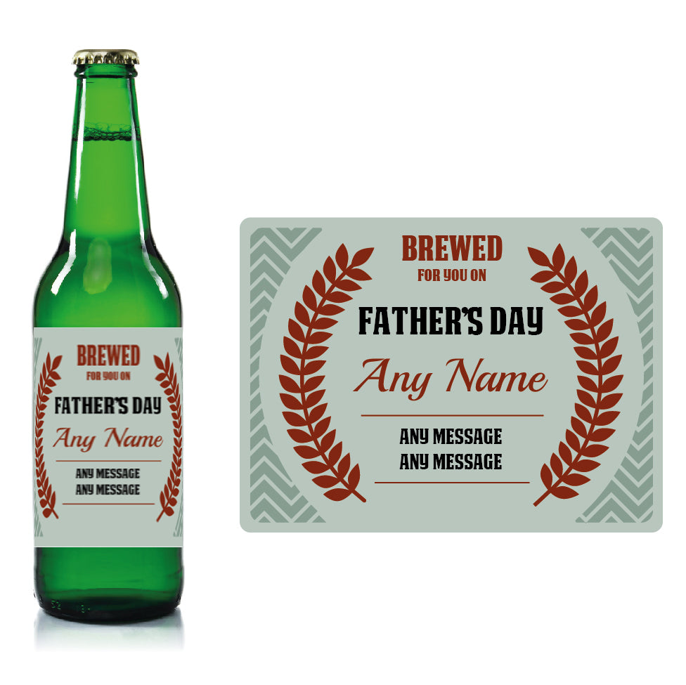 Personalised Fathers day beer bottle label Pale Blue - Corn Ears