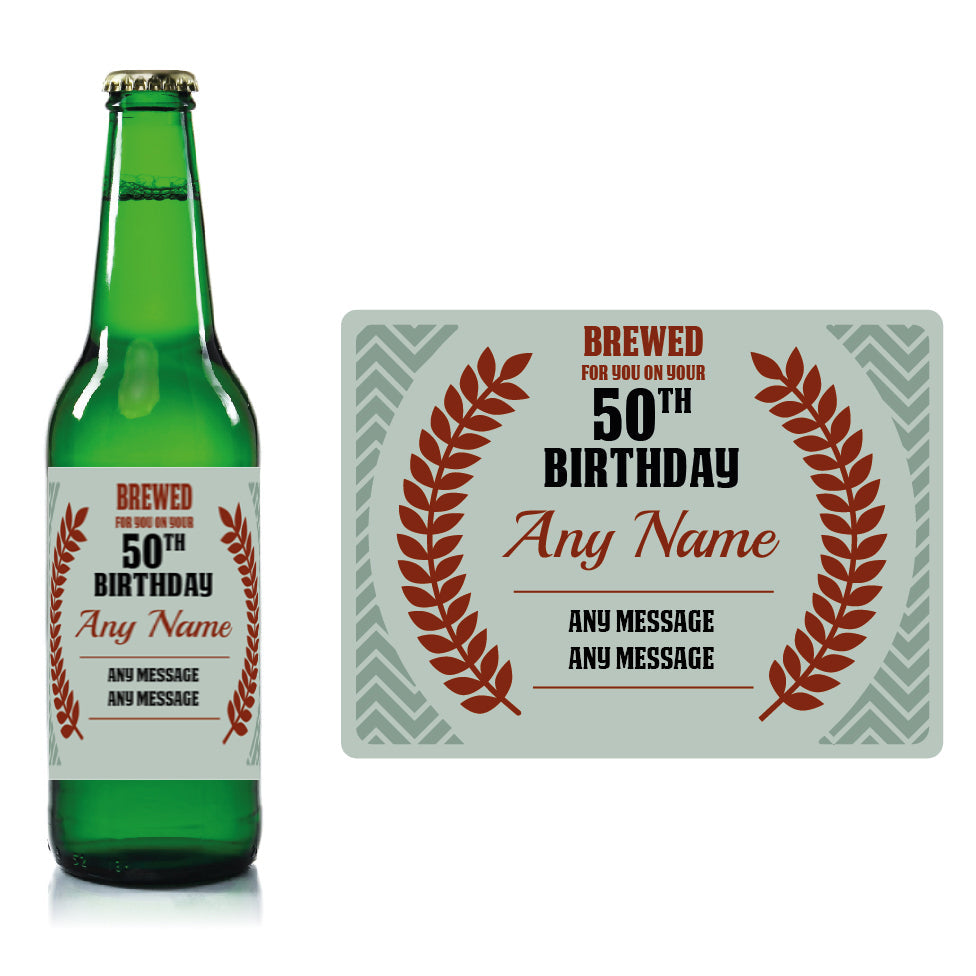 Personalised Birthday beer bottle label Pale Blue - Corn Ears