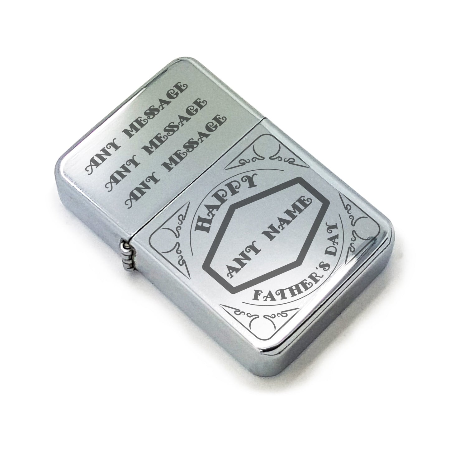 Personalised Engraved Steel Fathers Day Lighter with Retro Design