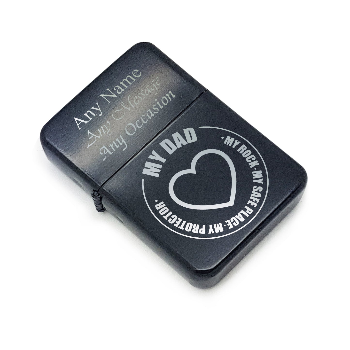 Personalised Engraved Black Fathers Day Lighter with My Dad - My Rock design
