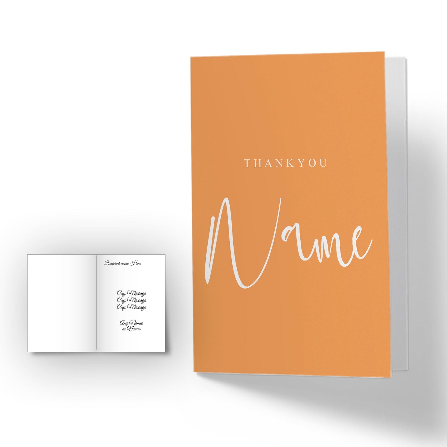 Personalised Thankyou -plus any name- Card - Orange