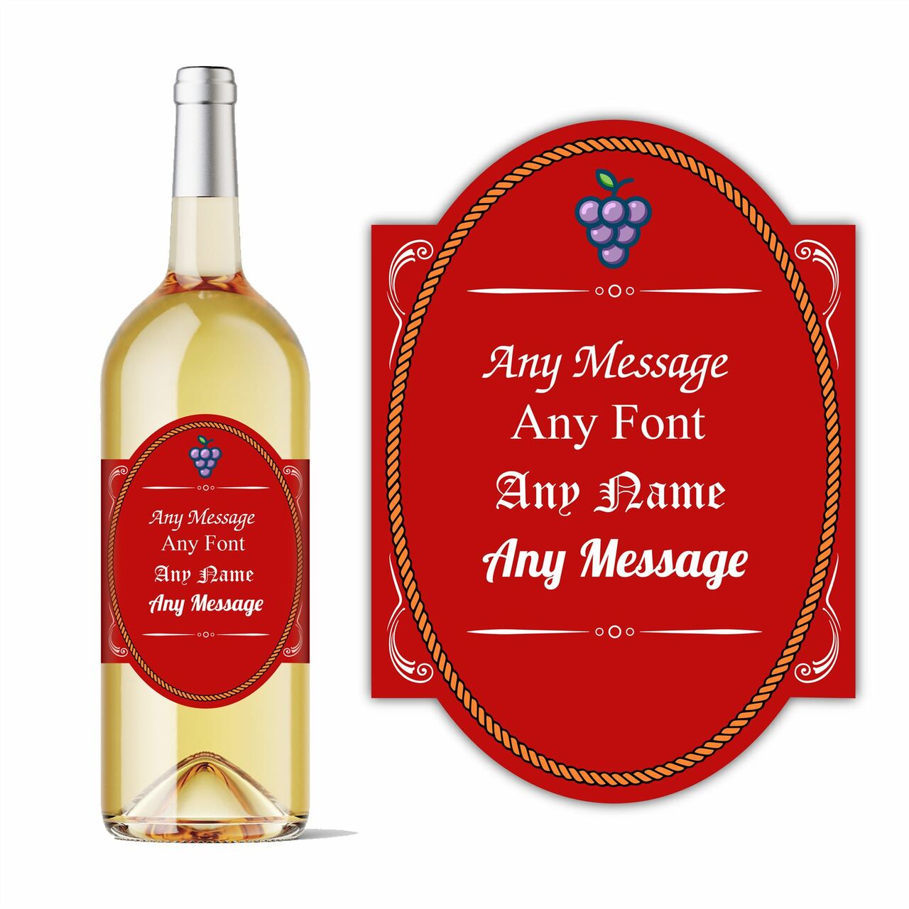 Personalised oval wine bottle label, Add any message.